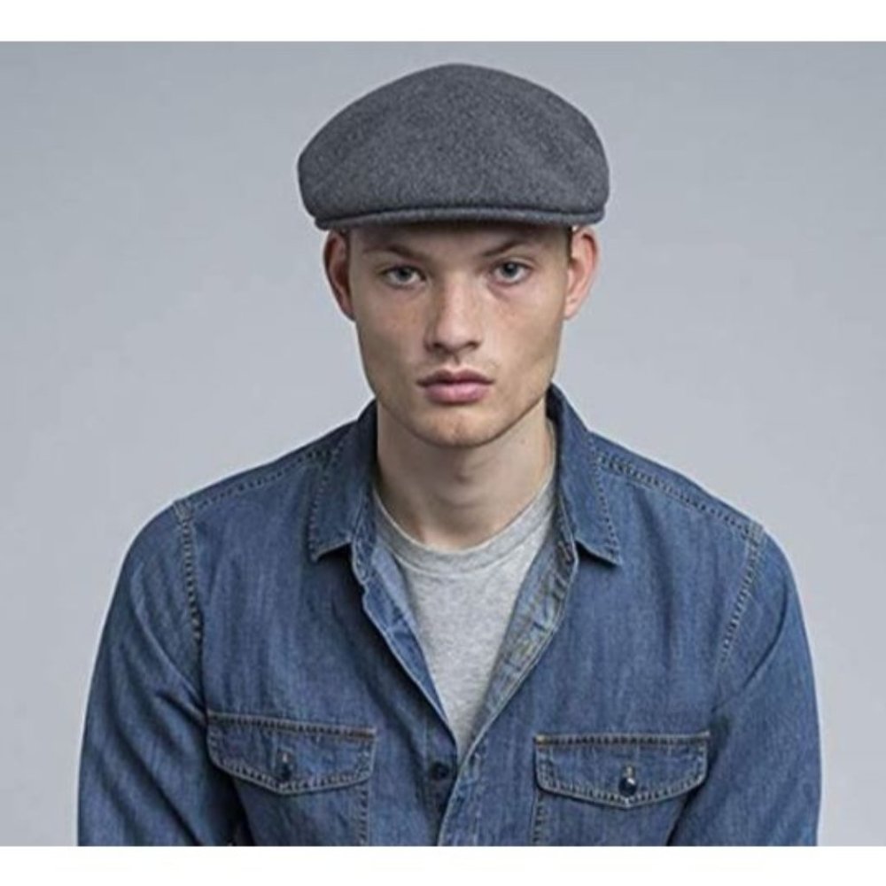 Kangol Unisex Flannel Grey Virgin Wool Felt Flat Seamless 504 Cap 1519